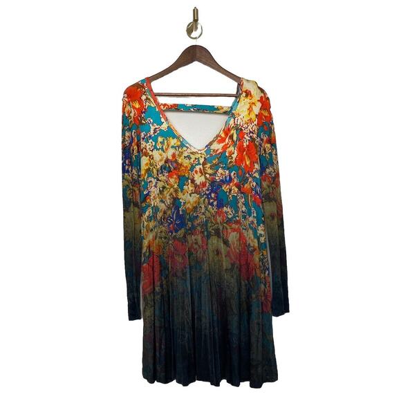 Free People Annette Floral‎ Tunic Mini Dress Boho Ombre Flowy Oversized Small - Picture 1 of 10